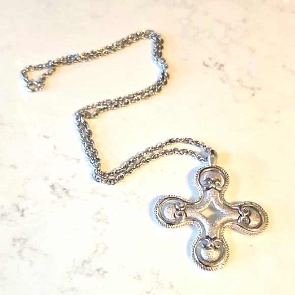 Silver Cross Pendant Necklace - Picture 1 of 6